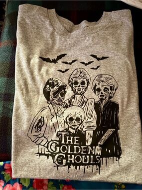 Gildan Heather Gray 'The Golden Ghouls' Graphic Tee New